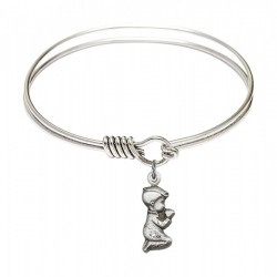 Smooth Bangle Bracelet with a Praying Boy Charm [BRS4263]