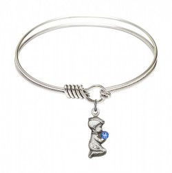 Smooth Bangle Bracelet with a Praying Boy Charm [BRST045]