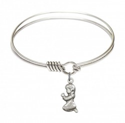 Smooth Bangle Bracelet with a Praying Girl Charm [BRS4262]
