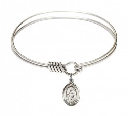 Smooth Bangle Bracelet with a Saint Agnes of Rome Charm [BRS9128]