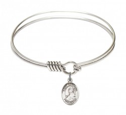 Smooth Bangle Bracelet with a Saint Benjamin Charm [BRS9013]