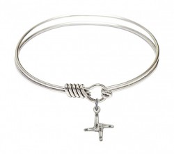 Smooth Bangle Bracelet with a Saint Brigid Cross Charm [BRS0291]