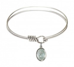 Smooth Bangle Bracelet with a Saint Christopher Charm [BRS9022E]