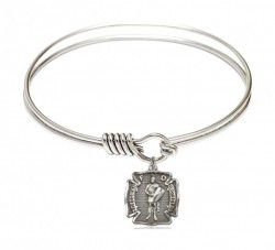 Smooth Bangle Bracelet with a Saint Florian Charm [BRS5686]