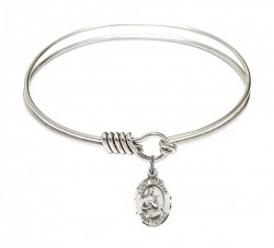 Smooth Bangle Bracelet with a Saint Gerard Majella Charm [BRS9042]