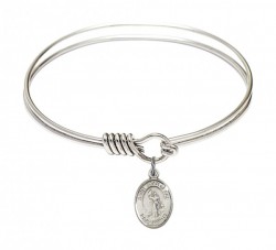 Smooth Bangle Bracelet with a Saint Joan of Arc Charm [BRS9053]