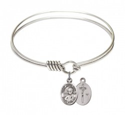 Smooth Bangle Bracelet with a Saint John Paul II Charm [BRS9234]