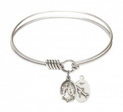 Smooth Bangle Bracelet with a Saint Joseph of Cupertino Charm [BRS9057]