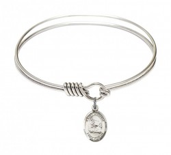 Smooth Bangle Bracelet with a Saint Joshua Charm [BRS9059]