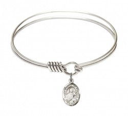 Smooth Bangle Bracelet with a Saint Martin de Porres Charm [BRS9089]