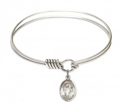 Smooth Bangle Bracelet with a Saint Richard Charm [BRS9093]
