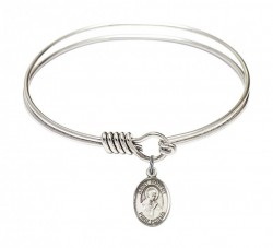 Smooth Bangle Bracelet with a Saint Robert Bellarmine Charm [BRS9096]