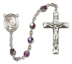 St. Amelia Sterling Silver Heirloom Rosary Squared Crucifix [RBEN0074]