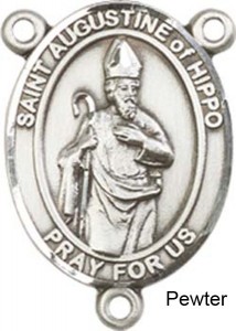 St. Augustine of Hippo Rosary Centerpiece Sterling Silver or Pewter [BLCR0304]