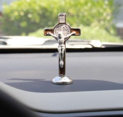 St. Benedict Dashboard Crucifix in Brown 3“ [SFA0011]