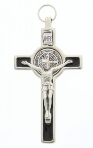 St. Benedict Silver with Black Enamel Pectoral Crucifix 3“ [SFA0018]