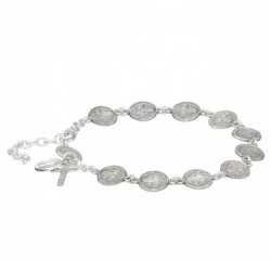 St. Benedict Sterling Silver Rosary Bracelet [RB8677]