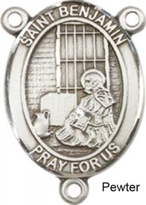 St. Benjamin Rosary Centerpiece Sterling Silver or Pewter [BLCR0184]