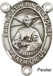 St. Catherine Laboure Rosary Centerpiece Sterling Silver or Pewter [BLCR0192]