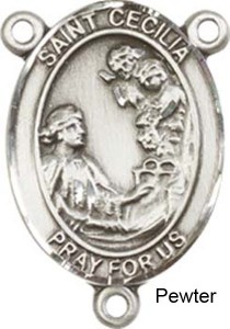 St. Cecilia Rosary Centerpiece Sterling Silver or Pewter [BLCR0187]
