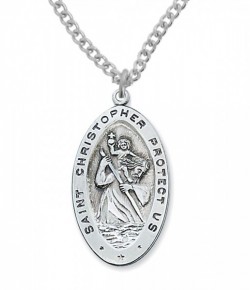 Men's St. Christopher Medal Sterling Silver - 1 3/8 inch [MVM1011]