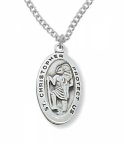 Women's Oval St. Christopher Medal Sterling Silver [MVM1001]