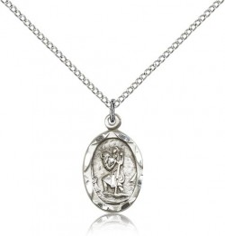 Women's Medium Size Oval St. Christopher Necklace [CM2277]