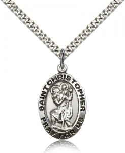 Men's Oval St. Christopher Pray For Us Medal [BM0668]