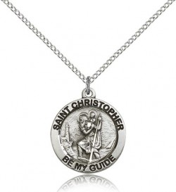 Women's Round St. Christopher Necklace [BM0670]