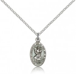 Women's Blue Enamel Behold St. Christopher Necklace [BM0674]