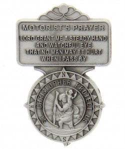 St. Christopher Motorist's Prayer Visor Clip, Pewter, 2 1/2“H [AU0001]