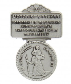 St. Christopher Motorist's Prayer Visor Clip, Pewter - 2 1/4“H [AU0111]