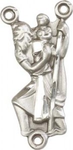 St. Christopher Sterling Silver Rosary Centerpiece [BLCR0162]