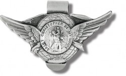 St. Christopher Visor Clip with Wings and Globe -  3 per order [AU0V5050]