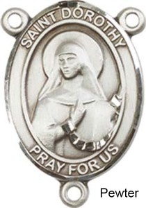 St. Dorothy Rosary Centerpiece Sterling Silver or Pewter [BLCR0193]