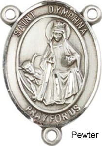St. Dymphna Rosary Centerpiece Sterling Silver or Pewter [BLCR0202]