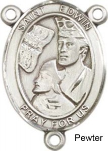 St. Edwin Rosary Centerpiece Sterling Silver or Pewter [BLCR0459]