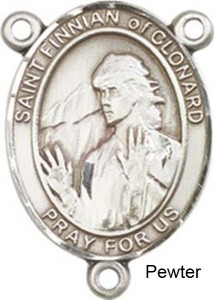 St. Finnian of Clonard Rosary Centerpiece Sterling Silver or Pewter [BLCR0406]