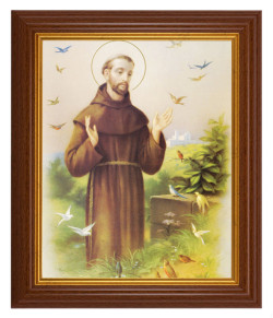 St. Francis with Birds 8x10 Textured Artboard Dark Walnut Frame [HFA5515]