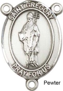 St. Gregory the Great Rosary Centerpiece Sterling Silver or Pewter [BLCR0218]
