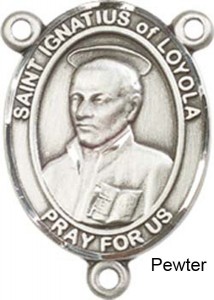 St. Ignatius of Loyola Rosary Centerpiece Sterling Silver or Pewter [BLCR0319]