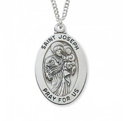 Boys Oval Sterling Silver St. Joseph Medal [CM0903]