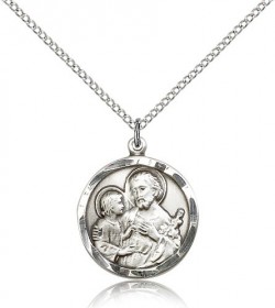 Women's St. Joseph Pendant with Hand Etched Border [BM0743]