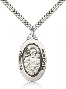 Men's Oval St. Joseph Pray for Us Pendant [BM0745]