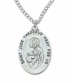 Men's Wide Oval St. Jude Medal Sterling Silver [MVM1034]