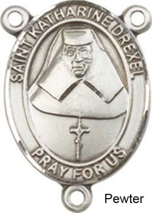 St. Katharine Drexel Rosary Centerpiece Sterling Silver or Pewter [BLCR0186]