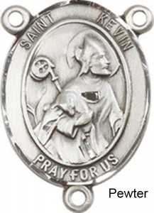 St. Kevin Rosary Centerpiece Sterling Silver or Pewter [BLCR0231]
