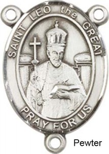 St. Leo the Great Rosary Centerpiece Sterling Silver or Pewter [BLCR0285]