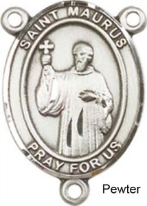 St. Maurus Rosary Centerpiece Sterling Silver or Pewter [BLCR0341]