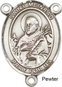 St. Meinrad of Einsideln Rosary Centerpiece Sterling Silver or Pewter [BLCR0405]